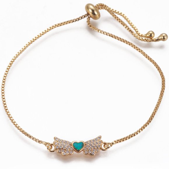 NWOT   beautiful rhinestone & opal Gold slide bolo adjustable Bracelet 2/$10 - Picture 1 of 5